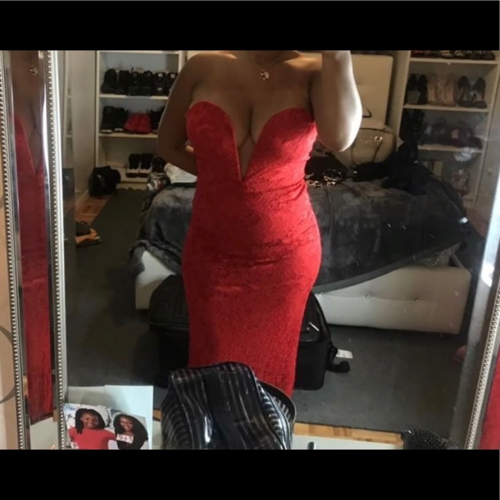 Red dress great for prom or wedding